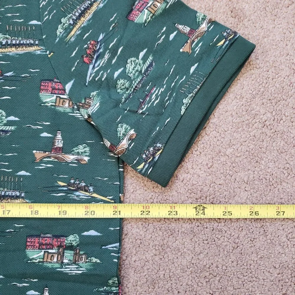 NWT Polo Ralph Lauren Scenic Row Team Size Medium Mens Green AOP Shirt All Over